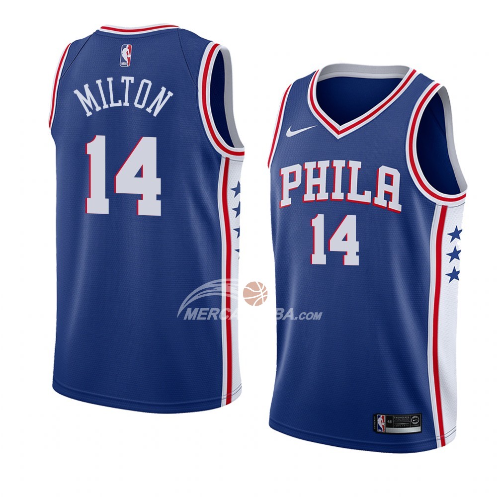 Maglia Philadelphia 76ers Shake Milton Icon 2018 Blu